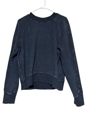 Lululemon Ready To Roll Crewneck Sweatshirt Sz Medium Acid Rubber Dye True Navy